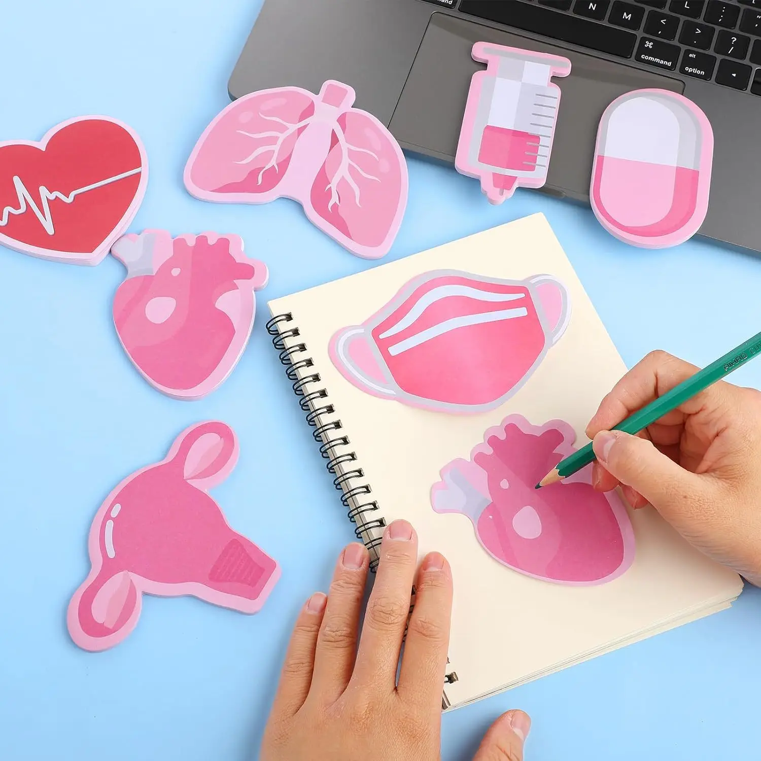 1set=8books Creative Hospital Theme Pink Organ Shaped Memo Pad N-time Sticky Notes Doctor Nurse Notepad Message Tips Note Paper