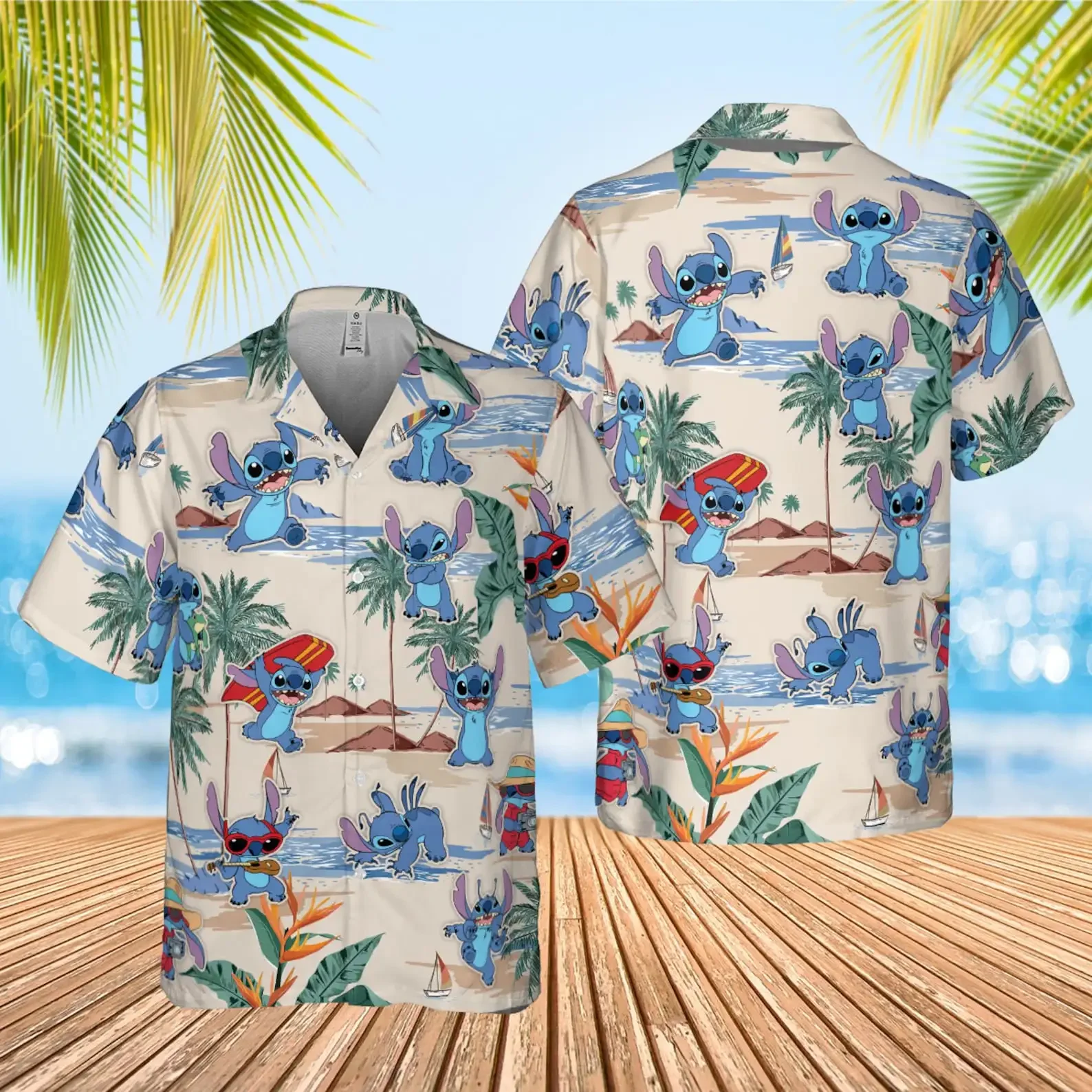 

Disney Stitch and Lilo Surf Hawaiian Shirt for Men's Hawaiian Shirt Casual Summer Stitch Men Women Short Sleeve Button Up Shirt