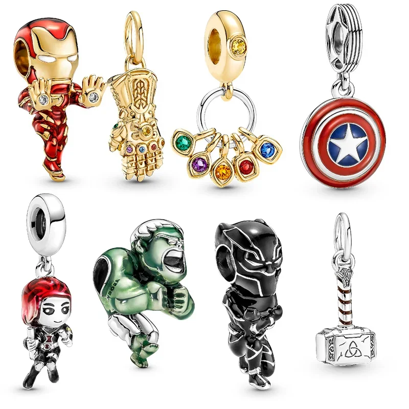 Disney Anime Figure Pendant Bracelet Marvel Spider-Man Ironman Women Decoration Charm Bead Bracelet DIY Jewelry Accessories Gift