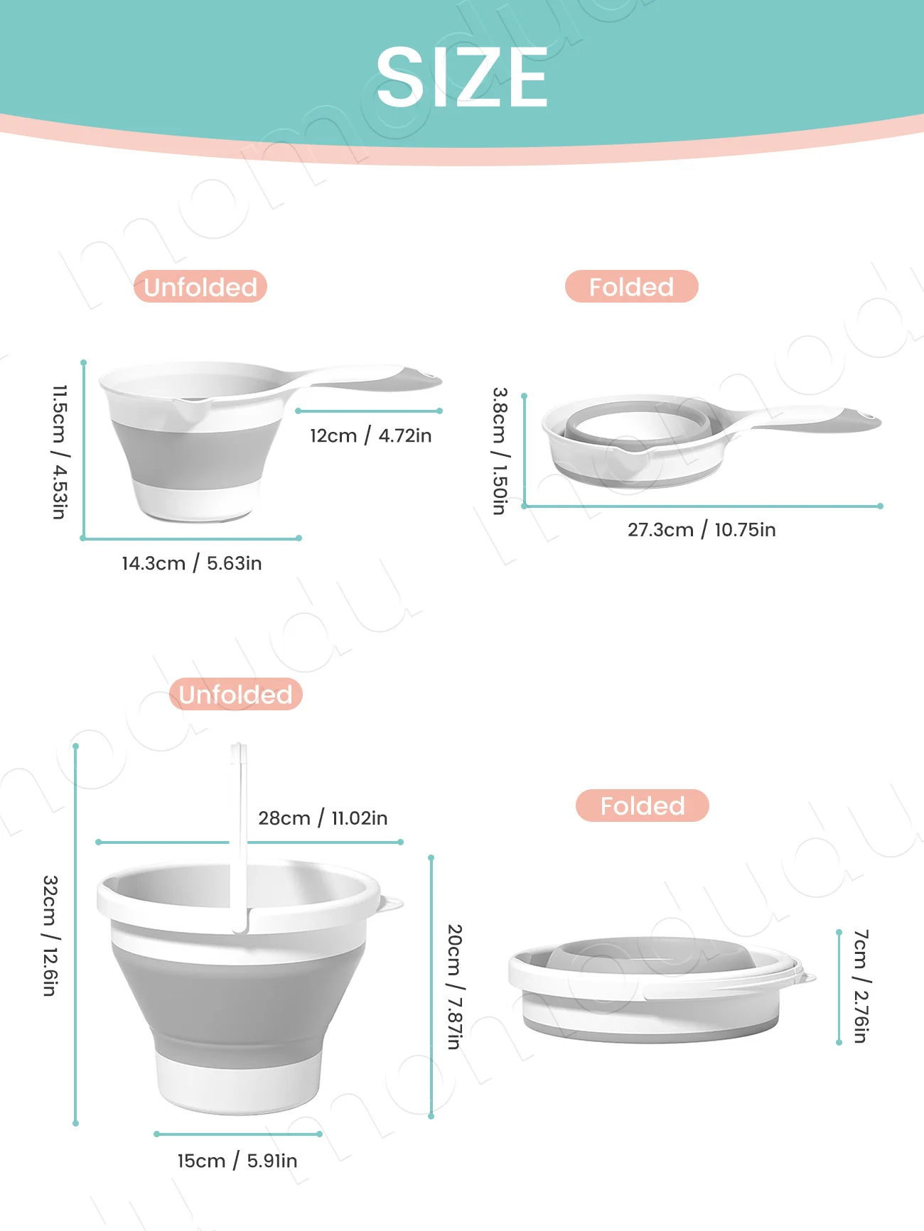 Folding Portable Bucket Spoon Set Car Wash Fishing Bathroom Tool Silicone Bucket Outdoor Camping Household Supplies