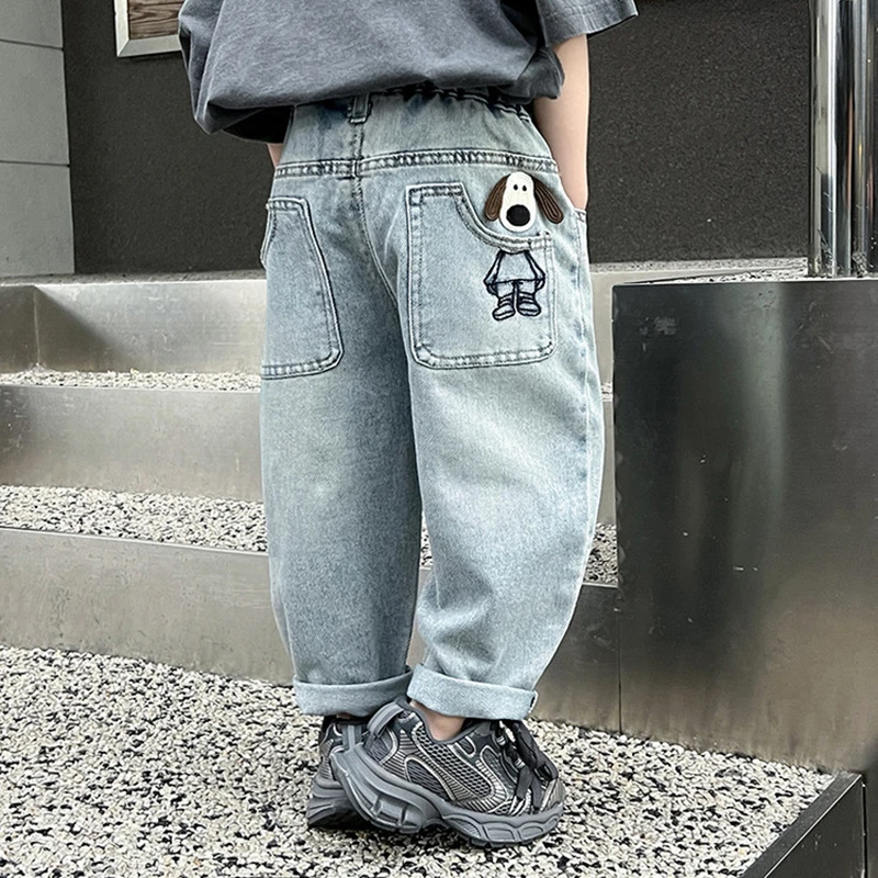 

Джинсы для мальчиков-подростков для детей, уличная одежда, мешковатые джинсы, детские джинсовые брюки, повседневные прямые брюки для мальчиков 2–10 лет