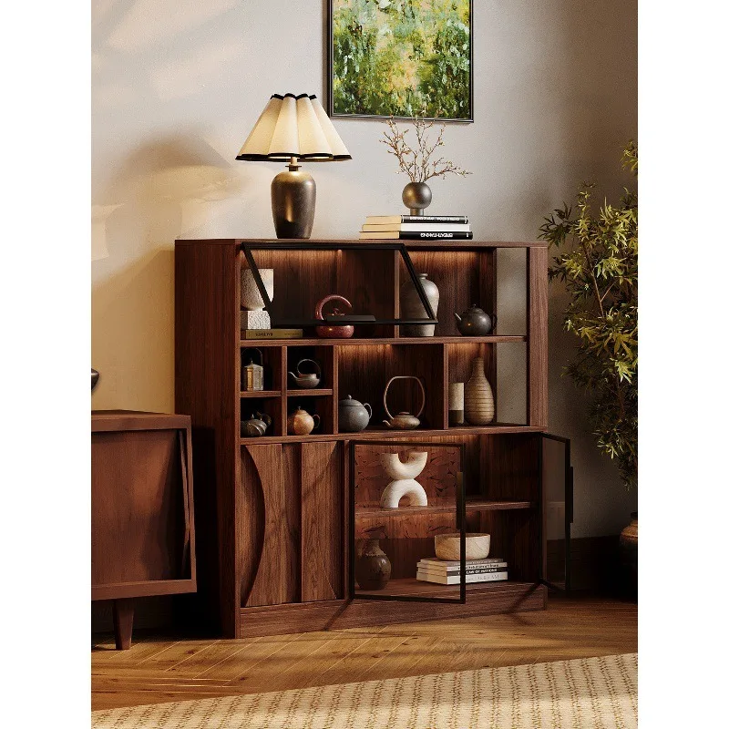 Solid wood new Chinese rack, storage cabinet, living room floor display cabinet, solid wood