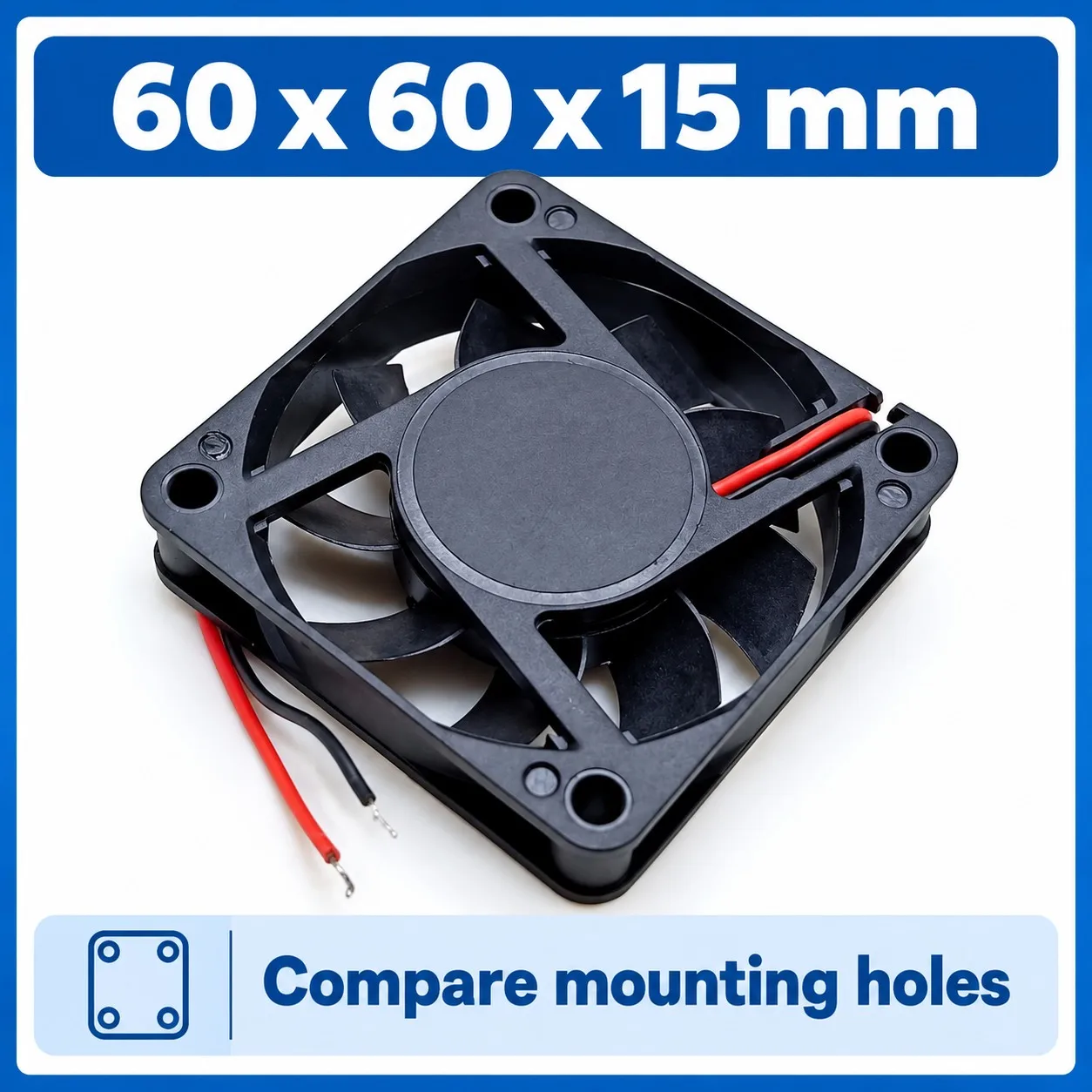 Cooling Fan 60x60x15mm 6015 2pcs 12V Double Ball Bearing for PC Cases, Power Supply, and Electric Vehicle Chargers
