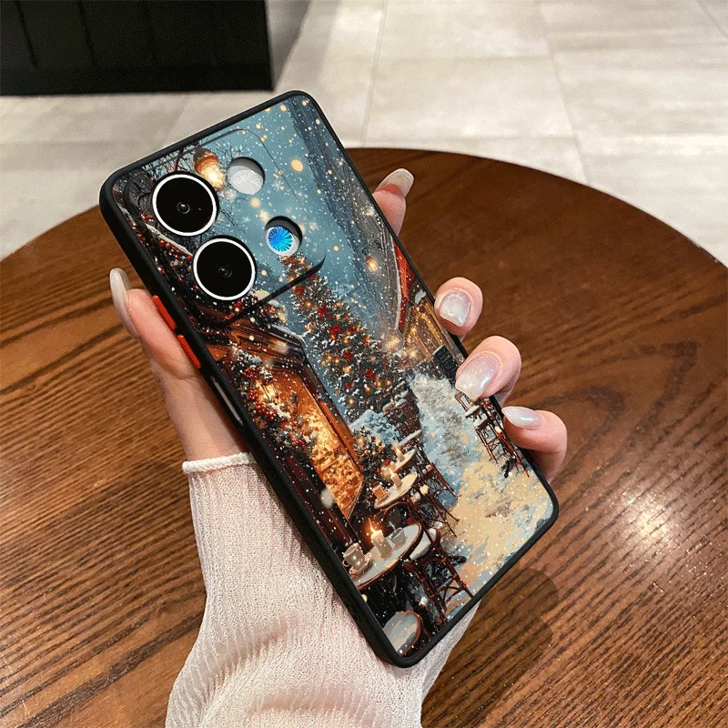 الشتاء الثلوج مشهد شجرة عيد الميلاد الفن قضية الهاتف لسامسونج غالاكسي A56 A55 A54 A53 A52 A51 A16 A15 A14 A07 A06 الغطاء الخلفي الصلب