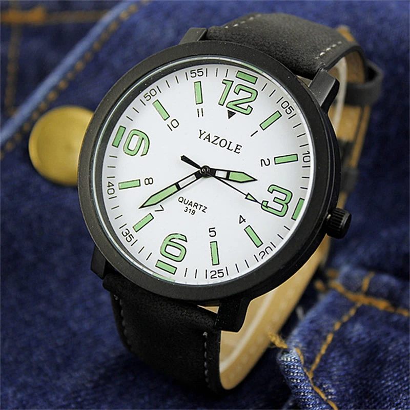 YAZOLE Brand Mens Watches Fashion Big Dial Luminour Pointer Quartz Watches Waterproof Casual Sport Watches for Men Montre homme