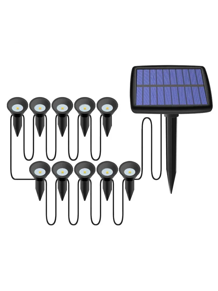 Lampe de pelouse solaire à LED, projecteurs étanches, éclairage de paysage extérieur, éclairage de jardin, décor de cour intérieure, 10 pièces