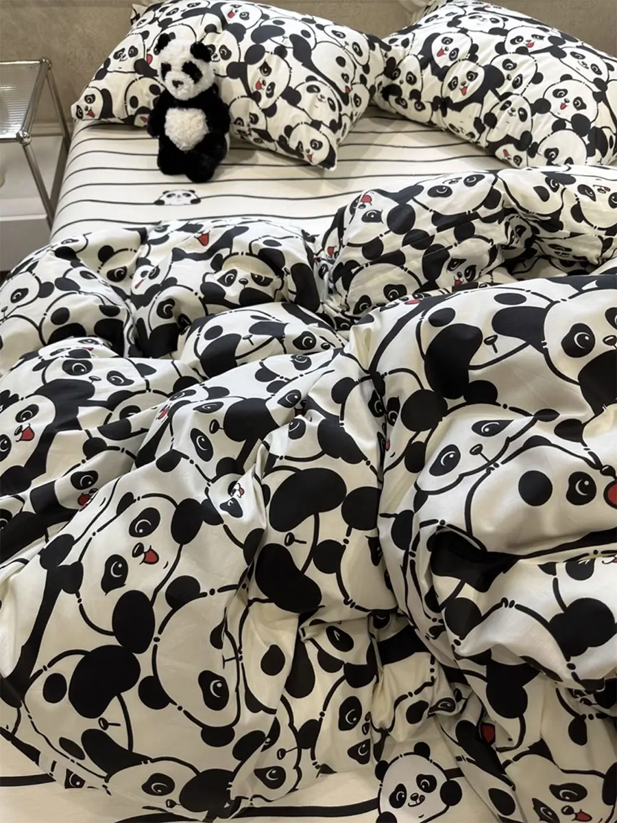 

Fashion cute cartoon panda bedding set child teen,twin full queen lovely cotton home textile bed sheet pillow case quilt cover