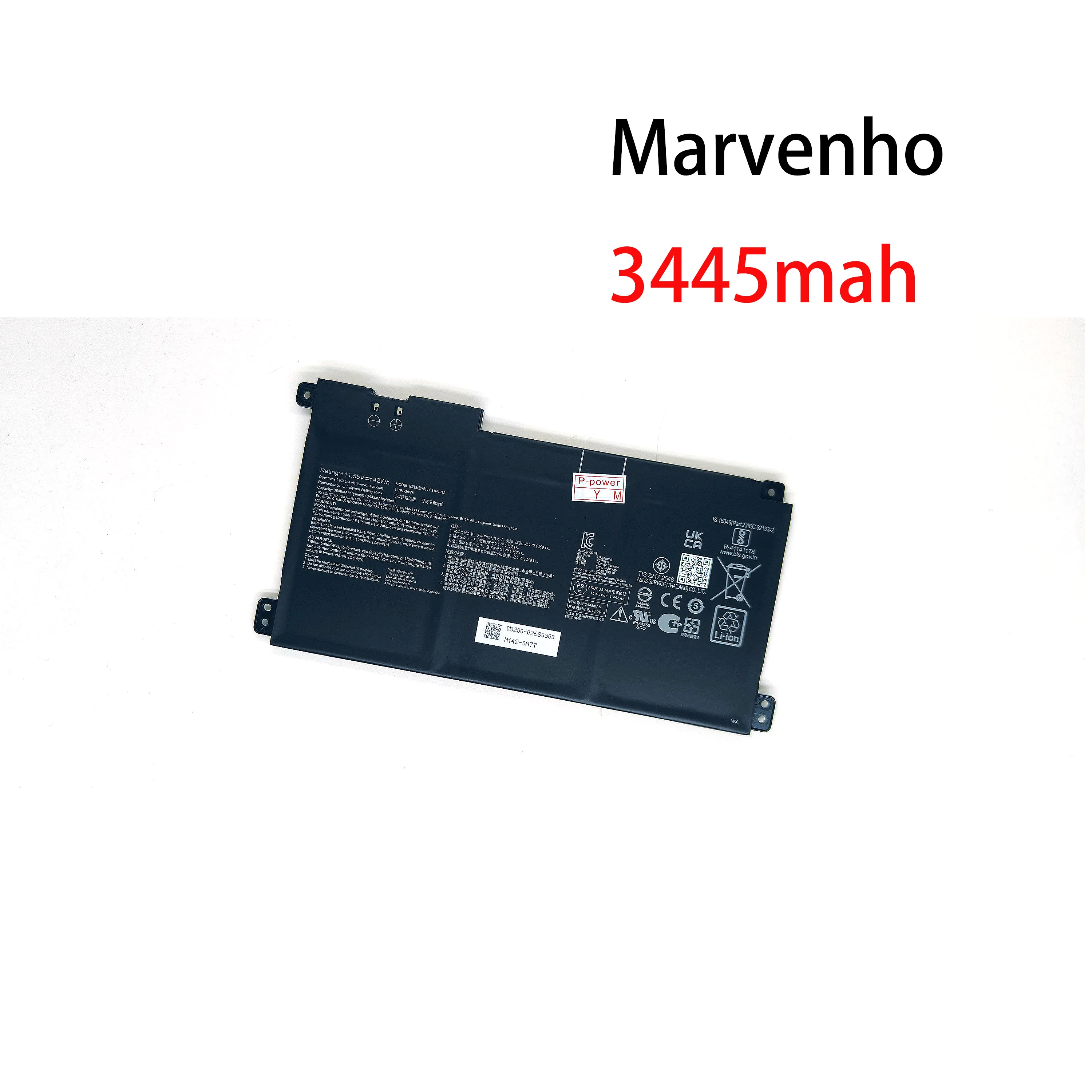 Marvenho New 11.55V  3445mAh 42Wh  C31N1912  B31N1912  Laptop Battery for  ASUS  E410MA VivoBook14 E410M  E510M L410MA