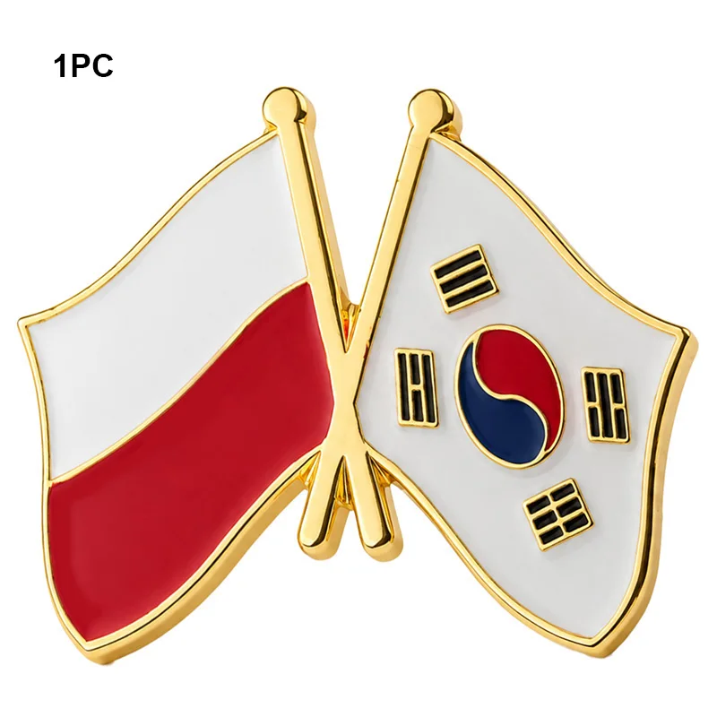 1-3-5-10-50-100pcs Poland & South Korea Badge Brooch Natinal Lapel Pins Flag Lapel Pins Country Flag Badge