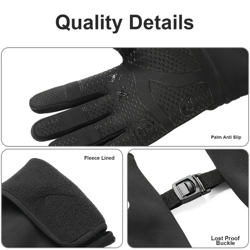 Men s Cold Resistant Cycling Gloves Autumn Winter Outdoor Fleece Lined Windproof Water Repellent Gloves for Running Driving