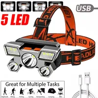 High Powerful USB Rechargeable Head Flashlight for Fishing Led Headlamp Camping Headlights Hunting Torch Hiking Front Lanterns