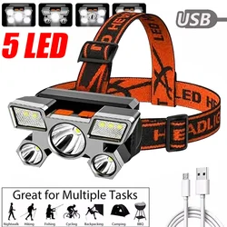 High Powerful USB Rechargeable Head Flashlight for Fishing Led Headlamp Camping Headlights Hunting Torch Hiking Front Lanterns