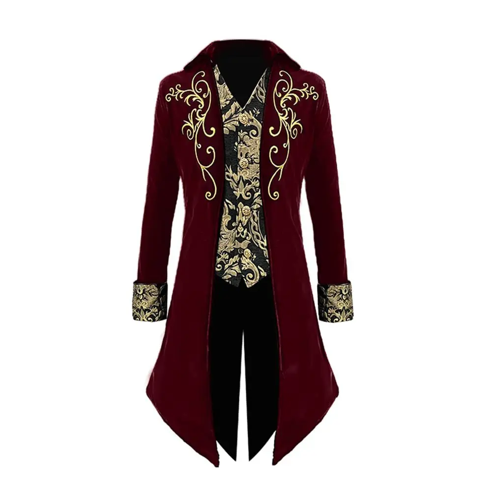 Uomo medievale vittoriano Costume Tuxedo Gentleman Tailcoat Gothic Steampunk Trench Vintage Frock Outfit Coat For Men