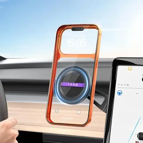 

Strong Magnetic MagSafe Phone Mount – 360° Rotating Holder for Model 3/Y/Juniper & iPhone 17/16/15 Pro Max