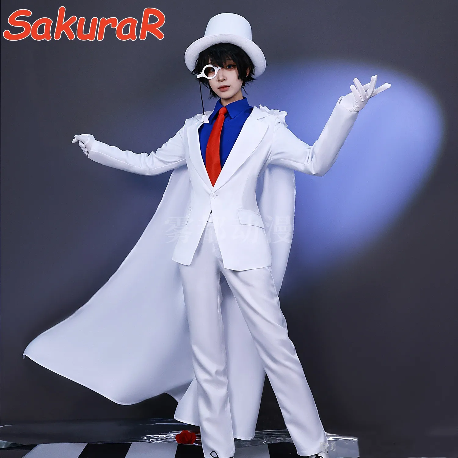 Kaitou Kiddo Cosplay Costume Kid. The Phantom Thief Kuroba Kaito Anime Cosplay Full Set Hat Cape Halloween Party Role Play Suits