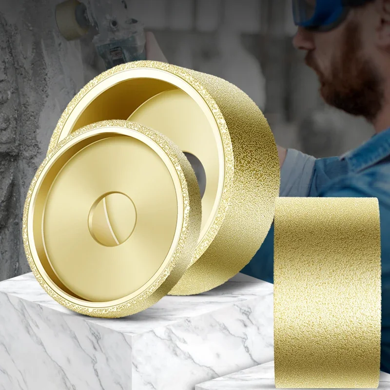 20mm Bore 3 Inch 75mm Dry Vacuum Brazed Diamond Grinding Parallel Wheel Demi-bullnose Edge Marble Edging Profile Grinding Disc