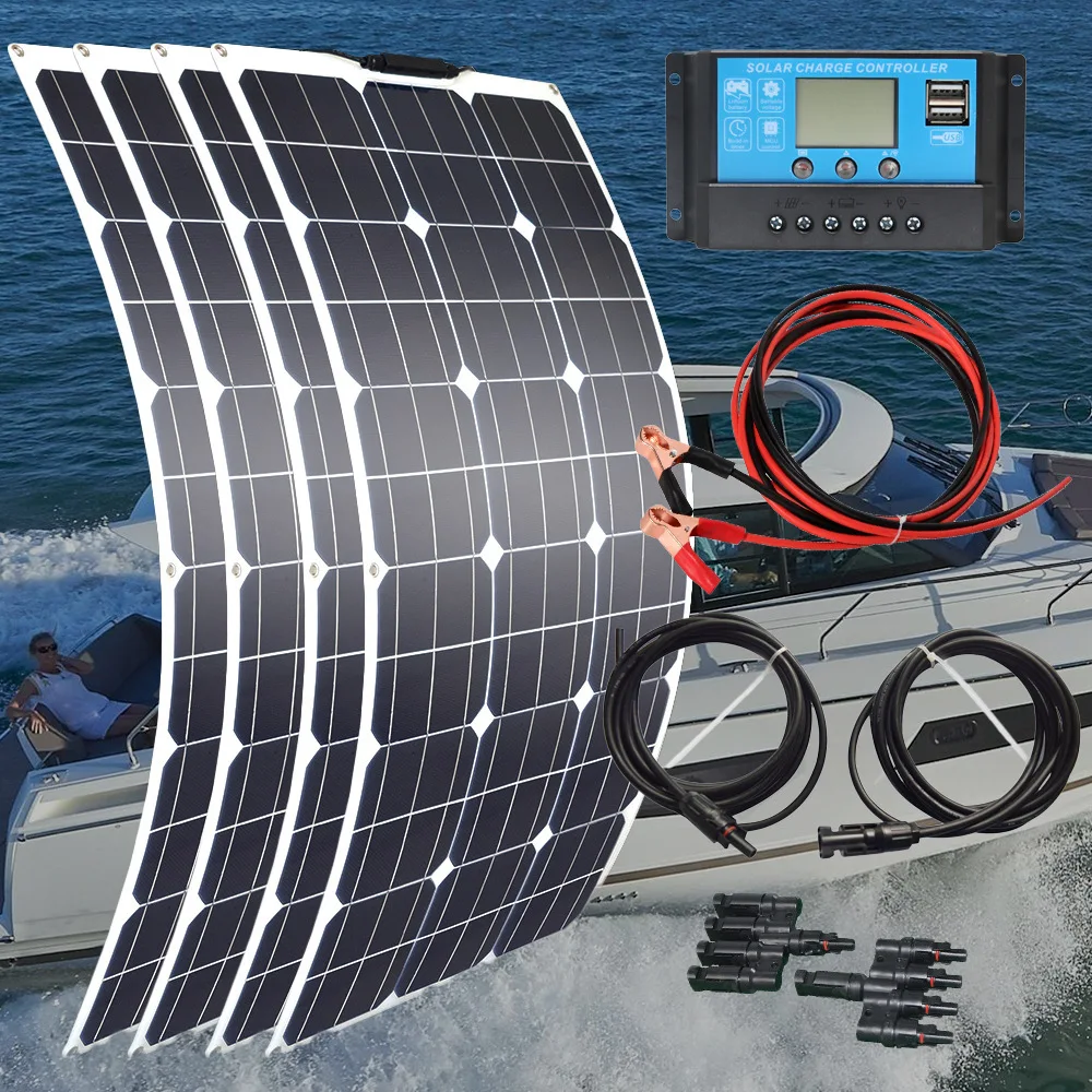 400W Flexible Solar Panel Kit With Solar Controller 100W 200W 300W PV Panels Regulator For Home Car Outdoor Solar Power System
