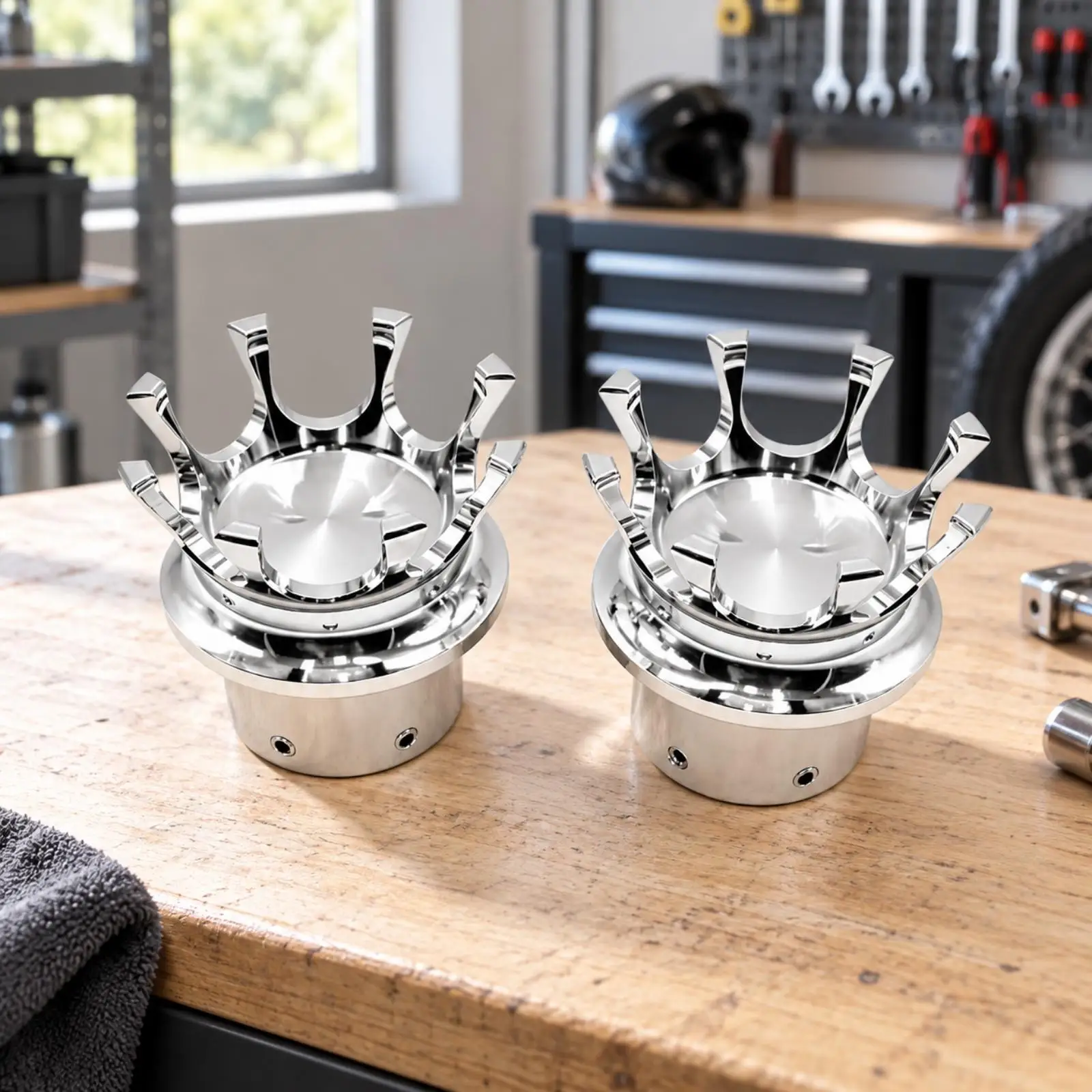 Crown-Style Motorcycle Front Axle Cover Pair Custom Look Harleycruiser Front Axle Decorative Cover Lightweight