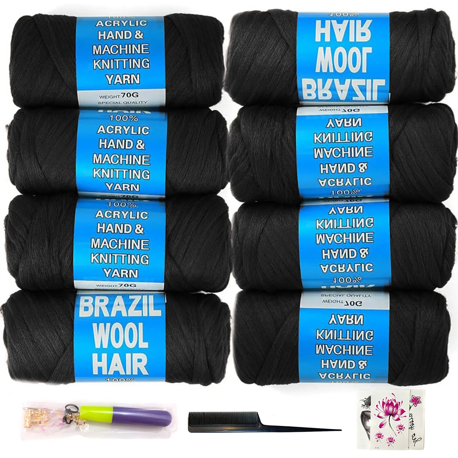 70g/ball Brazilian Wool Hair Yarn for Braiding Synthetic Artificial Senegalese Twisting Wig Hair Attachment Knitting Salon