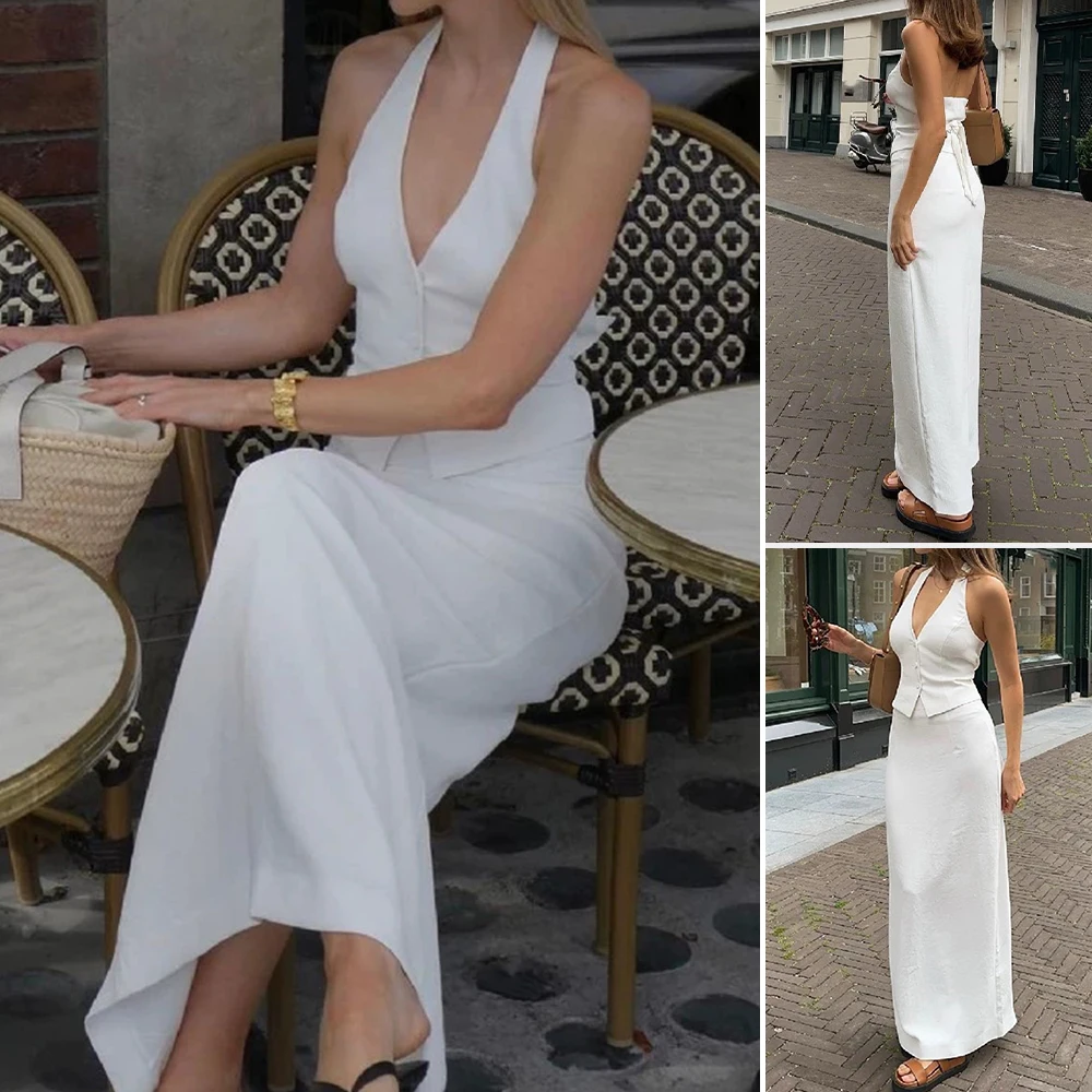 

Mia Muse Boutique женские летние комплекты приличные однобортные жилеты без рукавов с глубоким v-образным вырезом прямая длинная юбка офисные женские комплекты