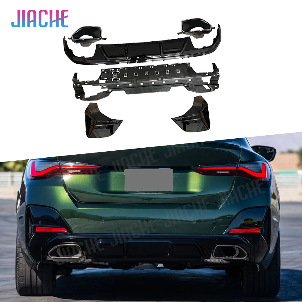 

ABS Rear Diffuser Bumper Lip Guard Exhaust Pipe Tips for BMW 4 Series G26 440i M Sport Sedan 2021+ Rear Lip Accessories