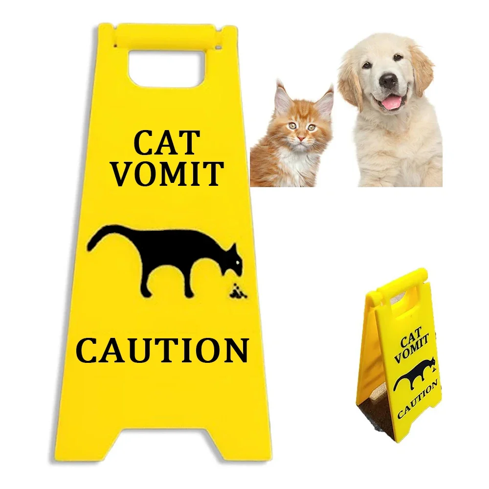 Cat Vomit Sign Dog Vomit Sign-3D Printed Caution Vomit Sign 4 Inch Cat/Dog Vomit Sign Funny Pet Sign Decor Yard Signs