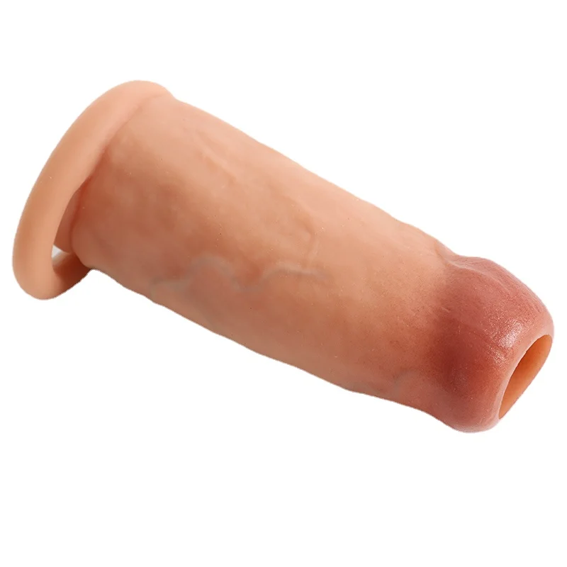 Open Head Penis Sleeve Extender Enlarger Cock Sleeve Reduce Sensitivity Penis Enlargement Ball Stretcher Sex Toys for Men Couple