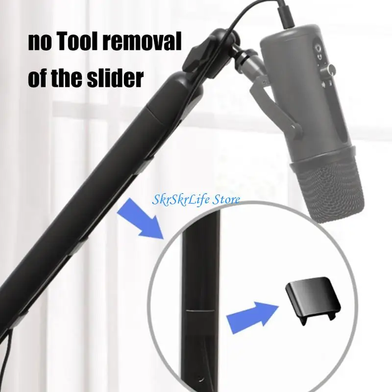 E65E Foldable Aluminum Microphone Arm Stand Portable Rotating Design For Podcasting Karaoke Online Class Teaching