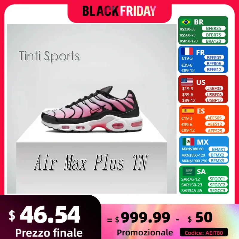 Nike New Air Max Plus TN Women's Sneakers Fashionable and comfortable casual shoes Lightweight and wearable Sneakers Pink&Black