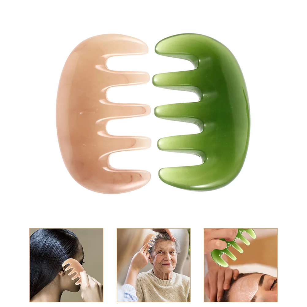 

2pcs Massage Scraping Comb Soft Resin Material Pink Green Wide Tooth Scalp Care Tool Head Neck Back Massager Anti Static Gua