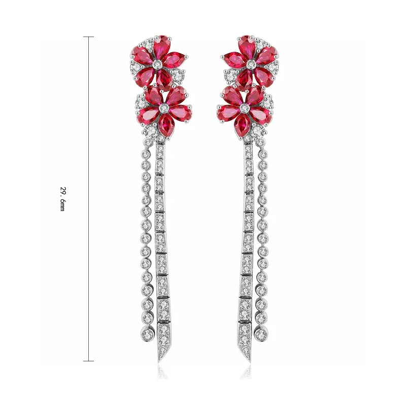 

Ruihe Custom Luxury 925 Silver 5.25ct Pear Shape Lab Grown Ruby Simulated Diamond Earrings for Women Daily Wedding Jewelry Gift