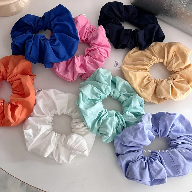 Korean Colored Pleated Scrunchie Headwear for Women Girls Fashion Simple Ponytail Elastic Hair Band Hair Accessories Wholesale