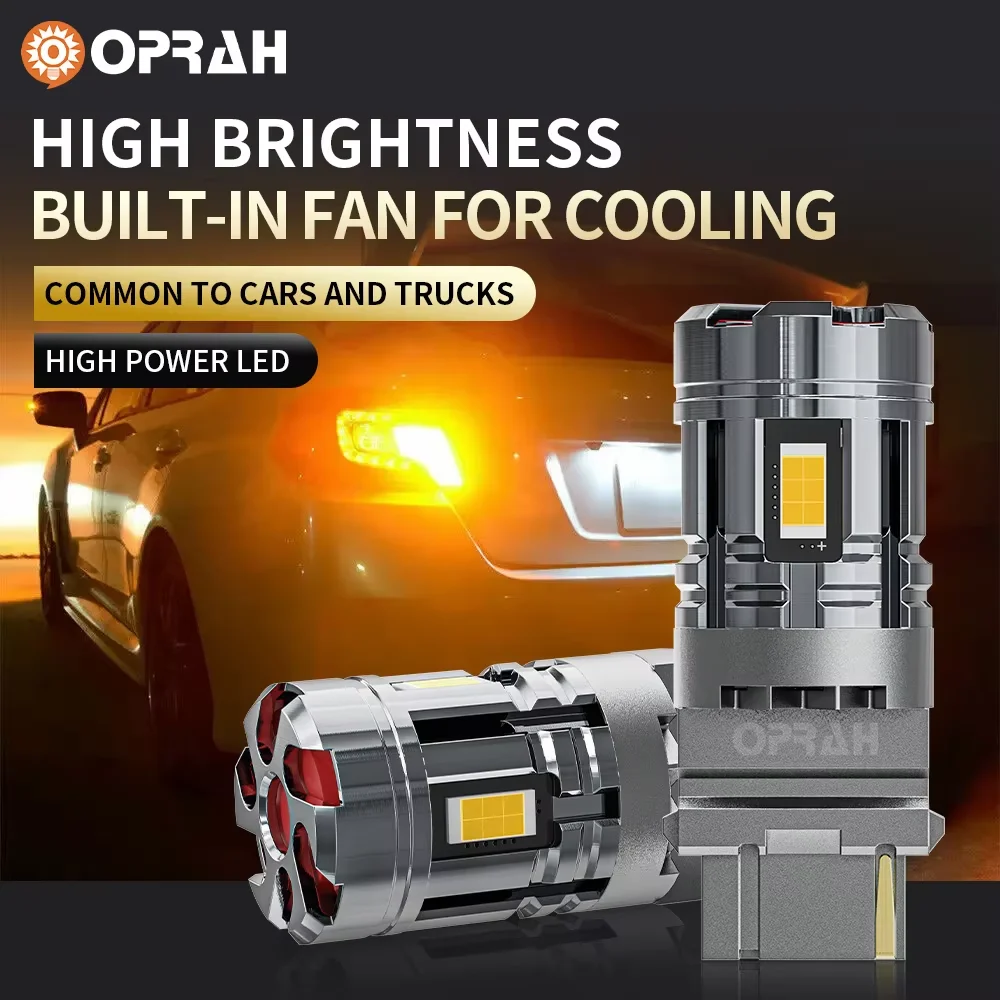 Oprah 2PCS 1156 ba15s P21W LED Bulb Canbus 1157 BAY15D T20 7443 7440 P21/5W 3570SMD  with Fan Turn Signals Brake Reversing Light