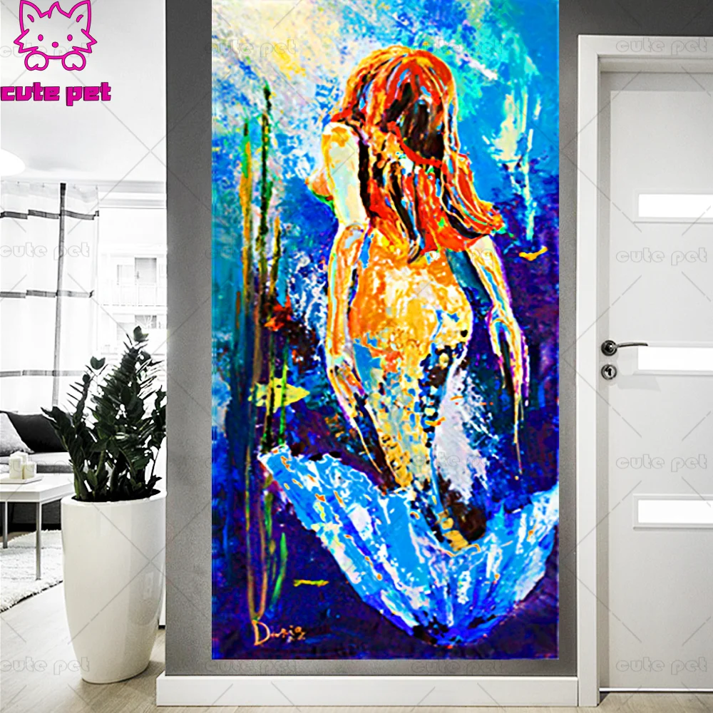 Full Square Drill 5D Oil painting mermaid DIY Diamond Painting3D Embroidery beaded Cross Stitch Mosaic painting Home Decor large