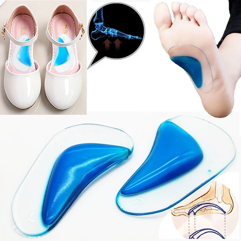 Kids Orthotic Shoe Cushion Insert Gel orthopedic pad Insole Arch Support Silicone Children Insole Flat Foot Flatfoot Corrector