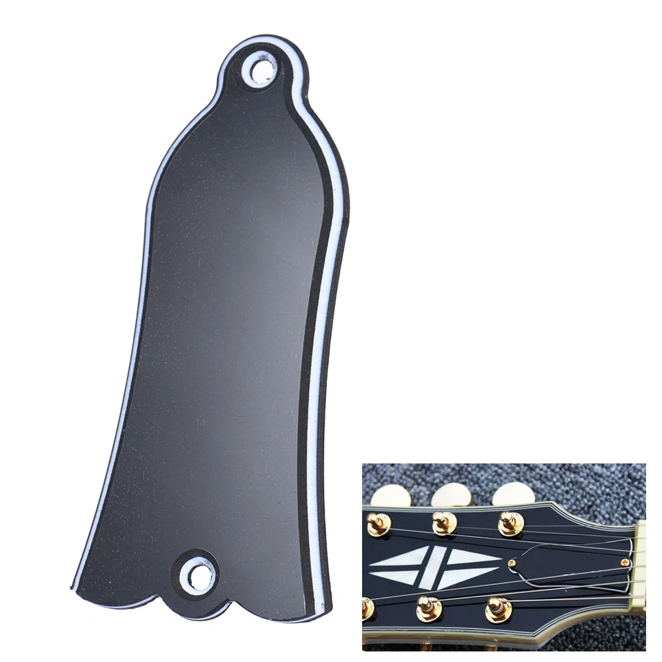 2 Holes Bell-shaped PVC Truss Rod Cover Plate Scroll Plate for Guitar Black D'DE