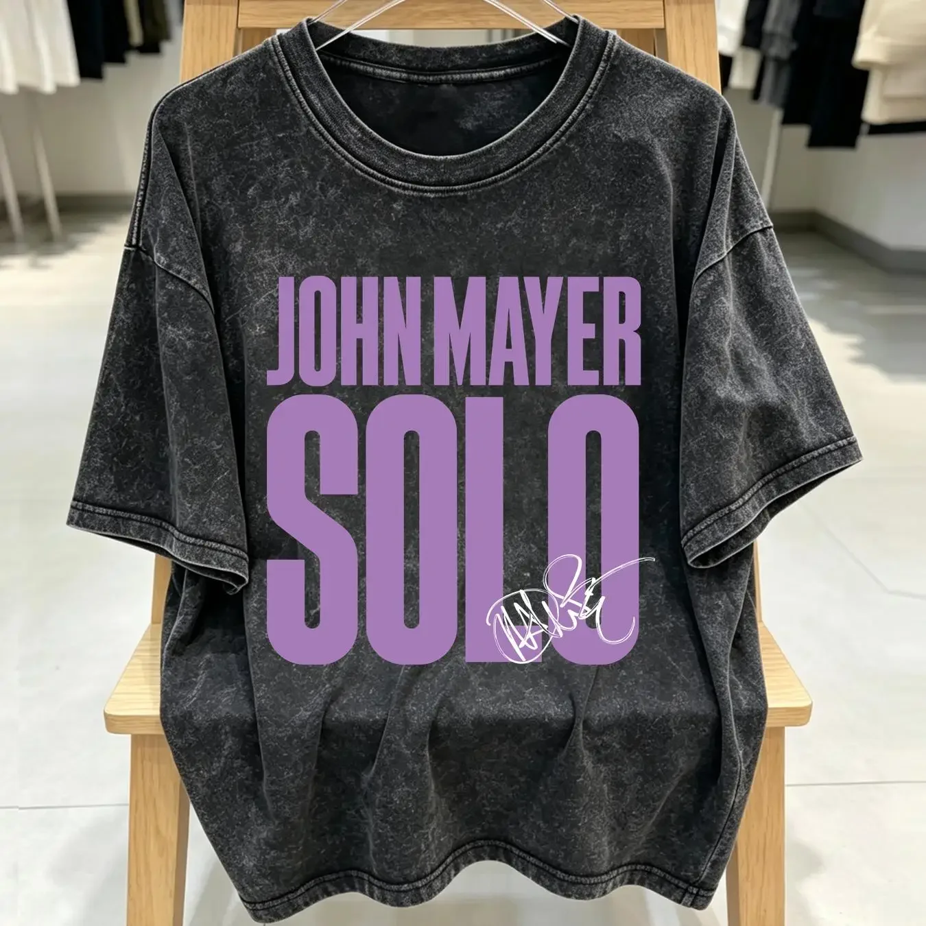 washed T Shirt John Mayer Solo Logo Trending Tour 2023 Signature Black All Size FA1717 long sleeves vintage Washed Stretched