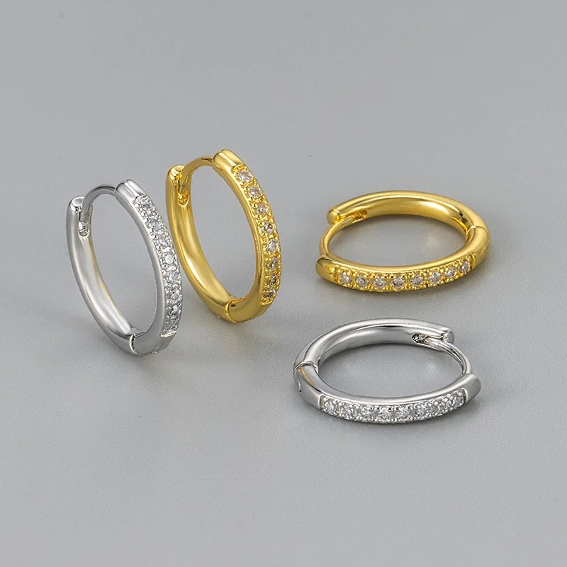 

925 Sterling Silver Earrings for Women Geometric Shinning Gold CZ Earring Fashion Jewelry Gift Party Wedding pendientes