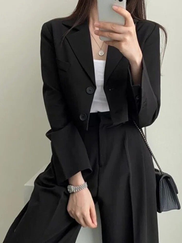 Pants Sets Casual Small Blazer Autumn Two Piece Sets Womens Outifits 2024 New in Pure Color Office Wear Fashion Women\'s Pantsuit