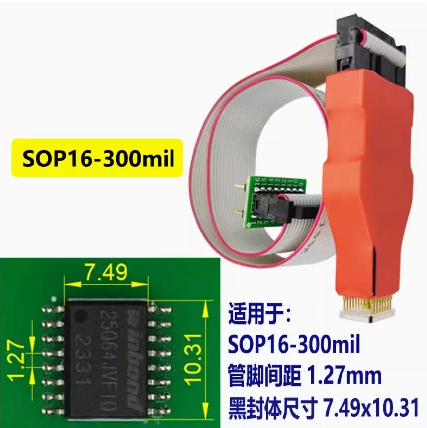 Hot selling 1pcs for soic16 sop16 sop14 chip download burn write probe spring needle flash eeprom chip burner cable