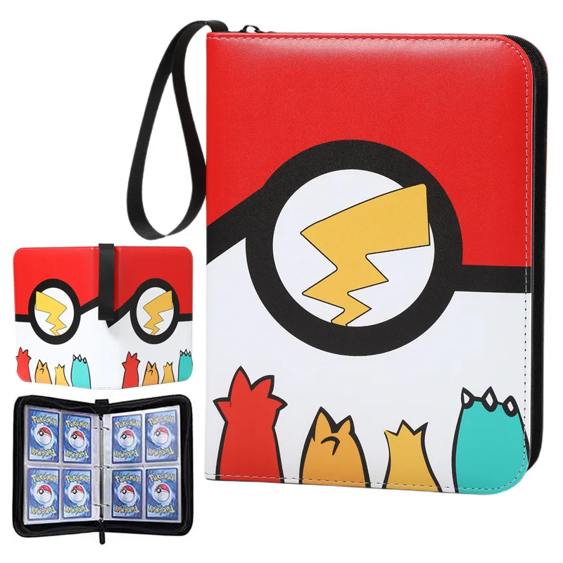 New 400pcs Pokemones Card Collection Album Binder Card Album Collection Book Cartoon Pu Zipper Photo Album File Peripheral Toy
