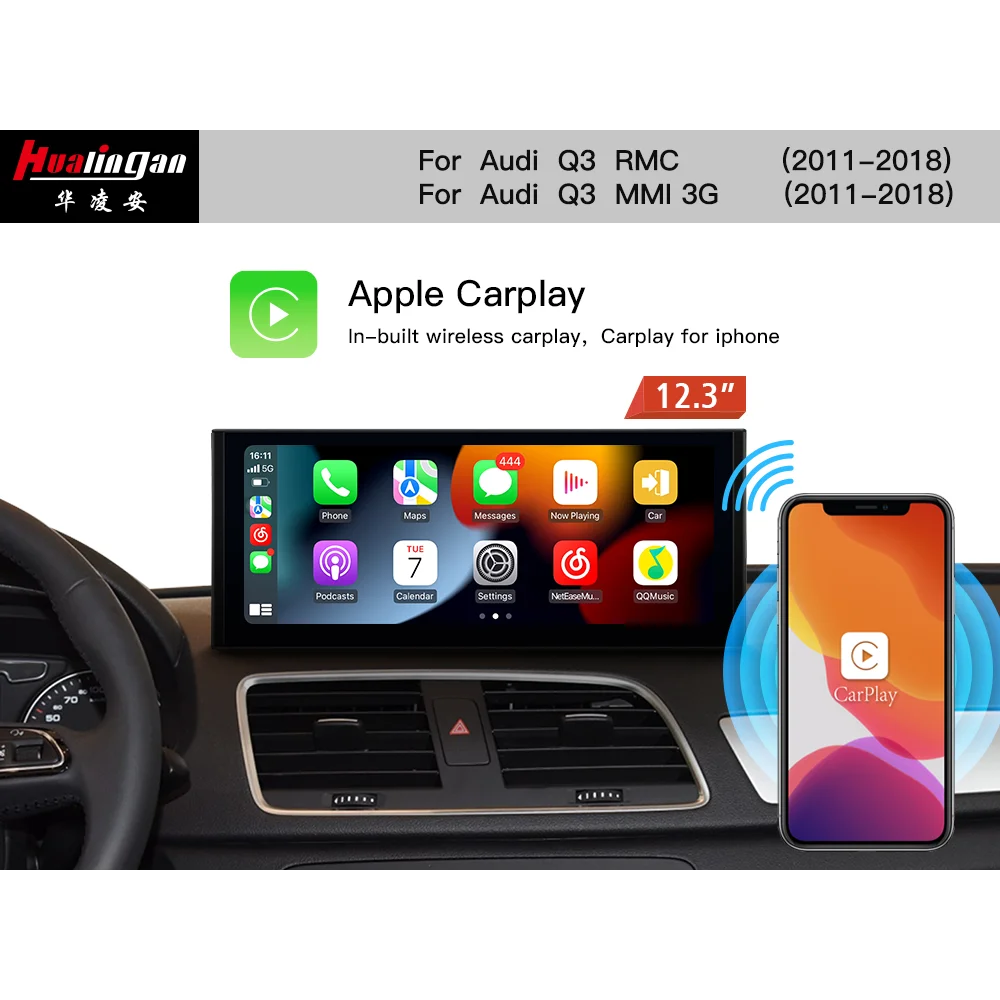 

Hualingan 12.3 inch Android 13 for Audi Q3 CarPlay 2013-2018 radio upgrade GPS stereo multimedia video player Android Auto WiFi