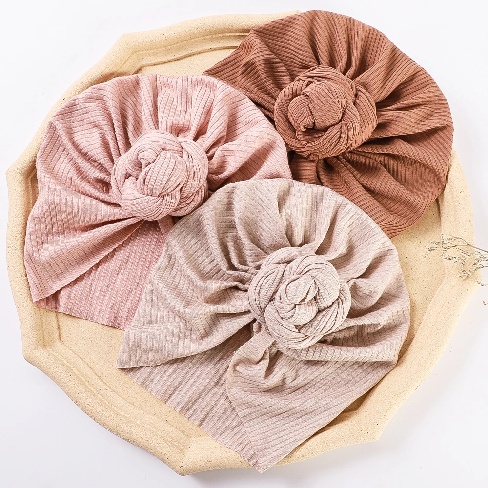 12pc/lot New Round Knot Turban Baby Ribbed Bows Head Wraps Babes Donuts Hat Kid Girls Infant Beanie Cap Toddler Baby Head Wear