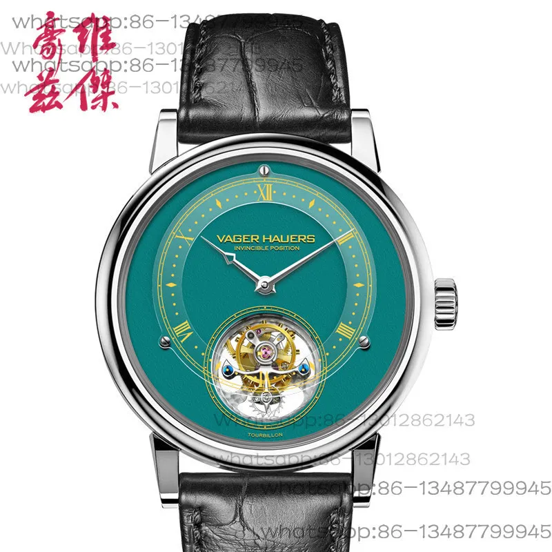 37Mm Two-pin and Half-small Dial Men's Watch, Vijay Howz Men's Mechanical Watch Tourbillon Hollow Leather Waterproof Men's Watch
