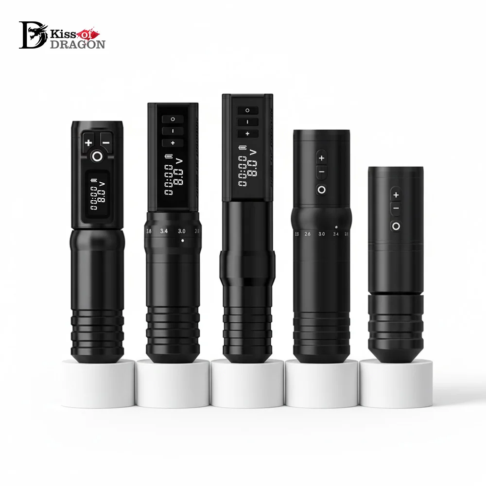 

Kiss of Dragon Wireless Tattoo Machine Pen Professional Coreless Motor Adjustable Stroke Makeup Tattoo Machine Kit