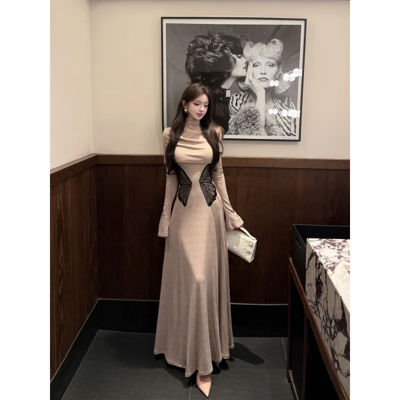 

Elegant Women's 2-piece Skirt Set Retro Neo-chinese Y2K Embroidered Cutout Knit Dress Bolero Club Party Prom Vestidos Robe Gown