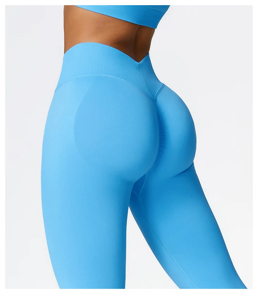Damen-Sport-Leggings mit V-Rücken, sportlich, Fitness, Fitnessstudio, Yoga, Strumpfhosen, Scrunch-Kontrolle, Lauftraining, Workout, Leggins – Detail 10