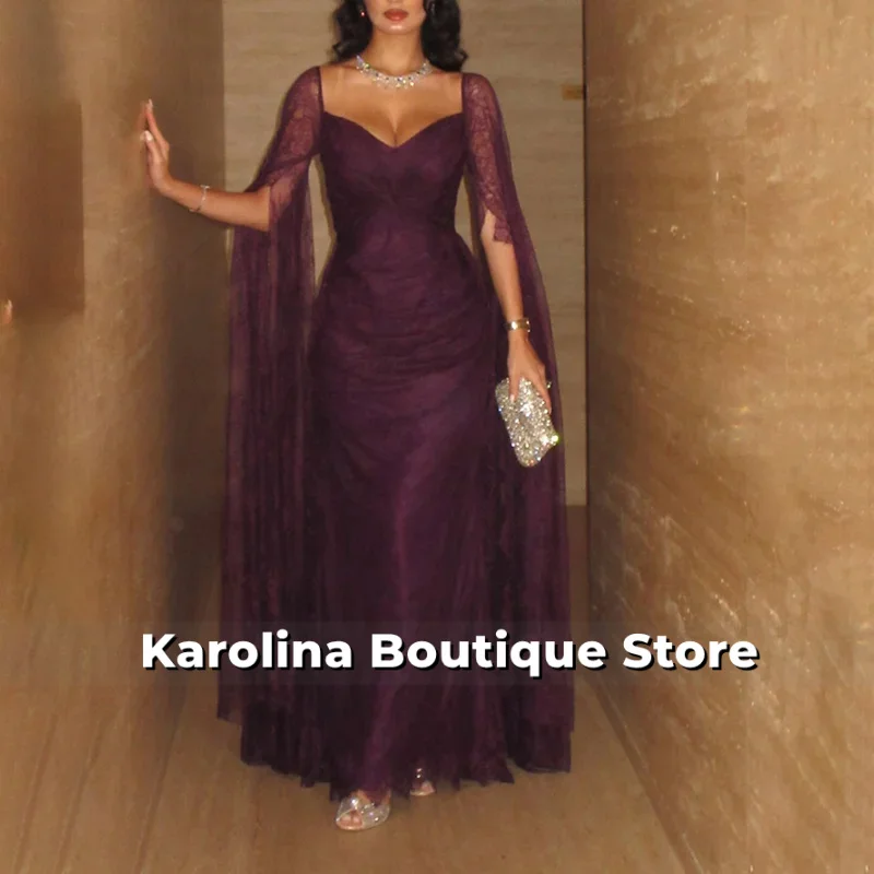 Vestido de noche morado uva, vestidos de noche personalizados con escote en forma de corazón y hombros descubiertos, vestidos de fiesta hasta el suelo de sirena de encaje