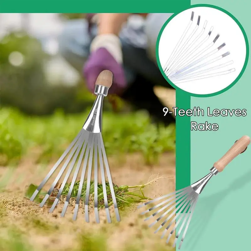 Hand Rakes Long Handle Stainless Steel Shell Clam Digger  Small Leaf Rakes Great for Gardening Planting Garden Sweep  Yard