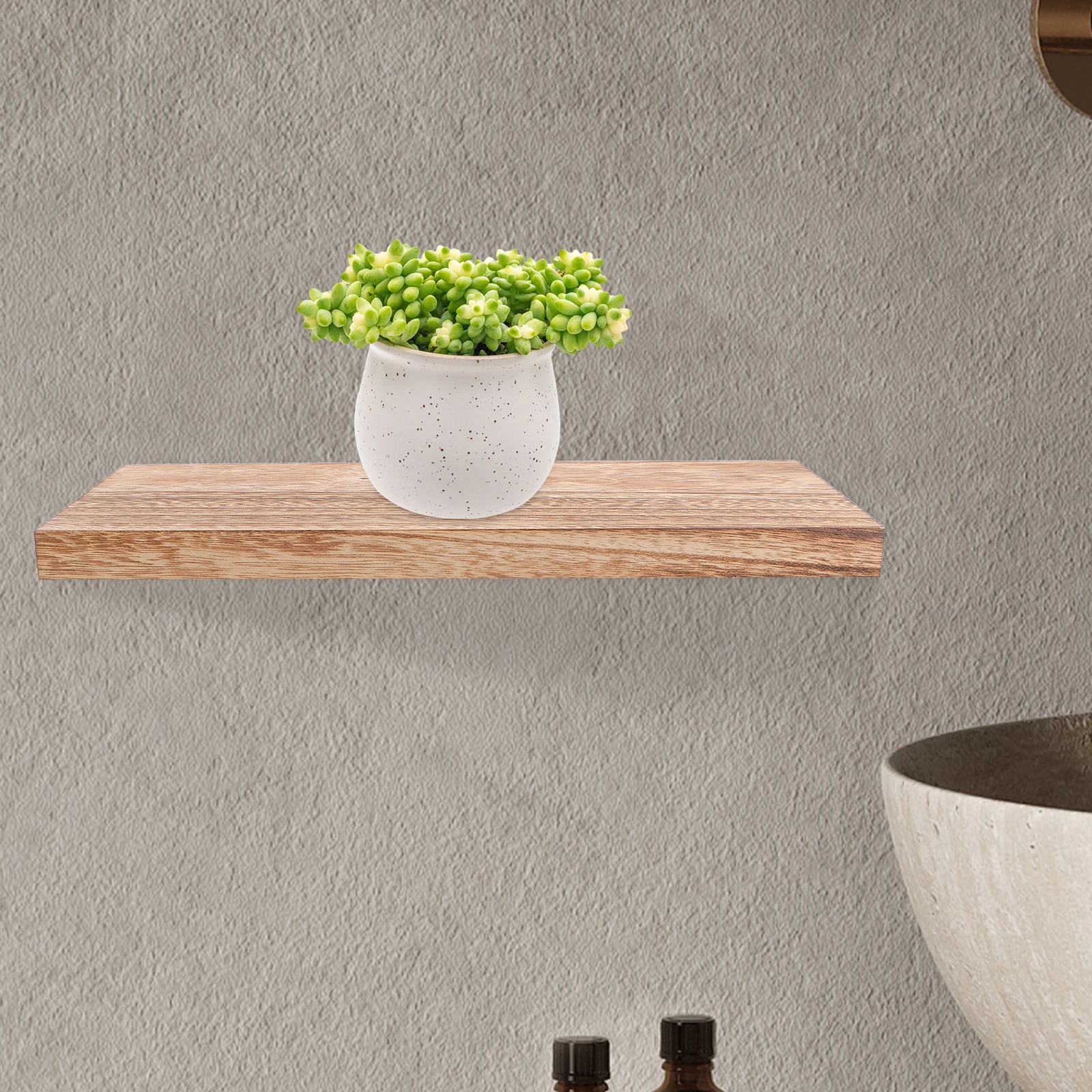 

Floating Wall Shelf Solid Wood Bathroom Toilet Rack Living Room Nursery Shelves Spacesaving Sturdy Construction Bedroom Storage
